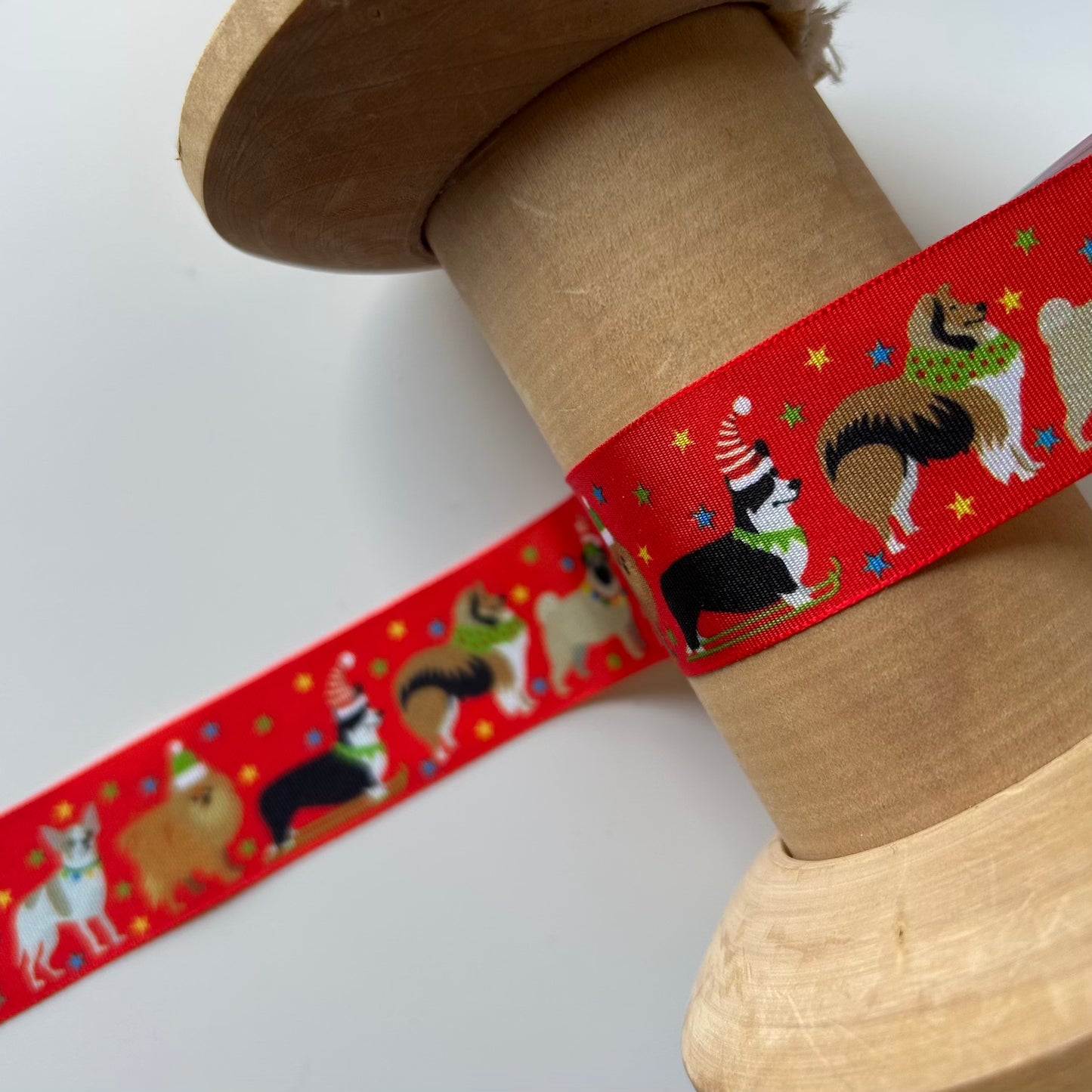 Berisford Ribbon: Festive Pets Ribbon: Red: 25mm
