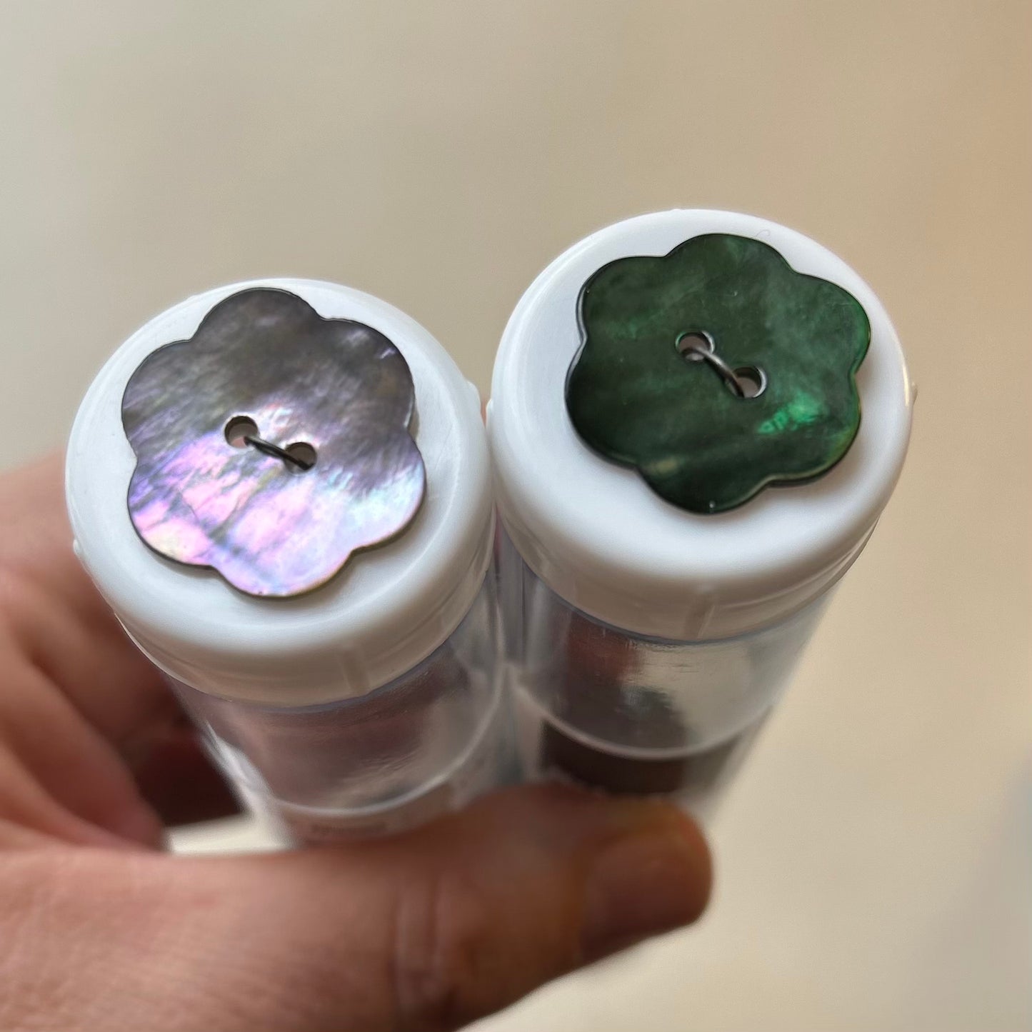 Buttons: Large Natural Dyed Akoya Flower Shell Button