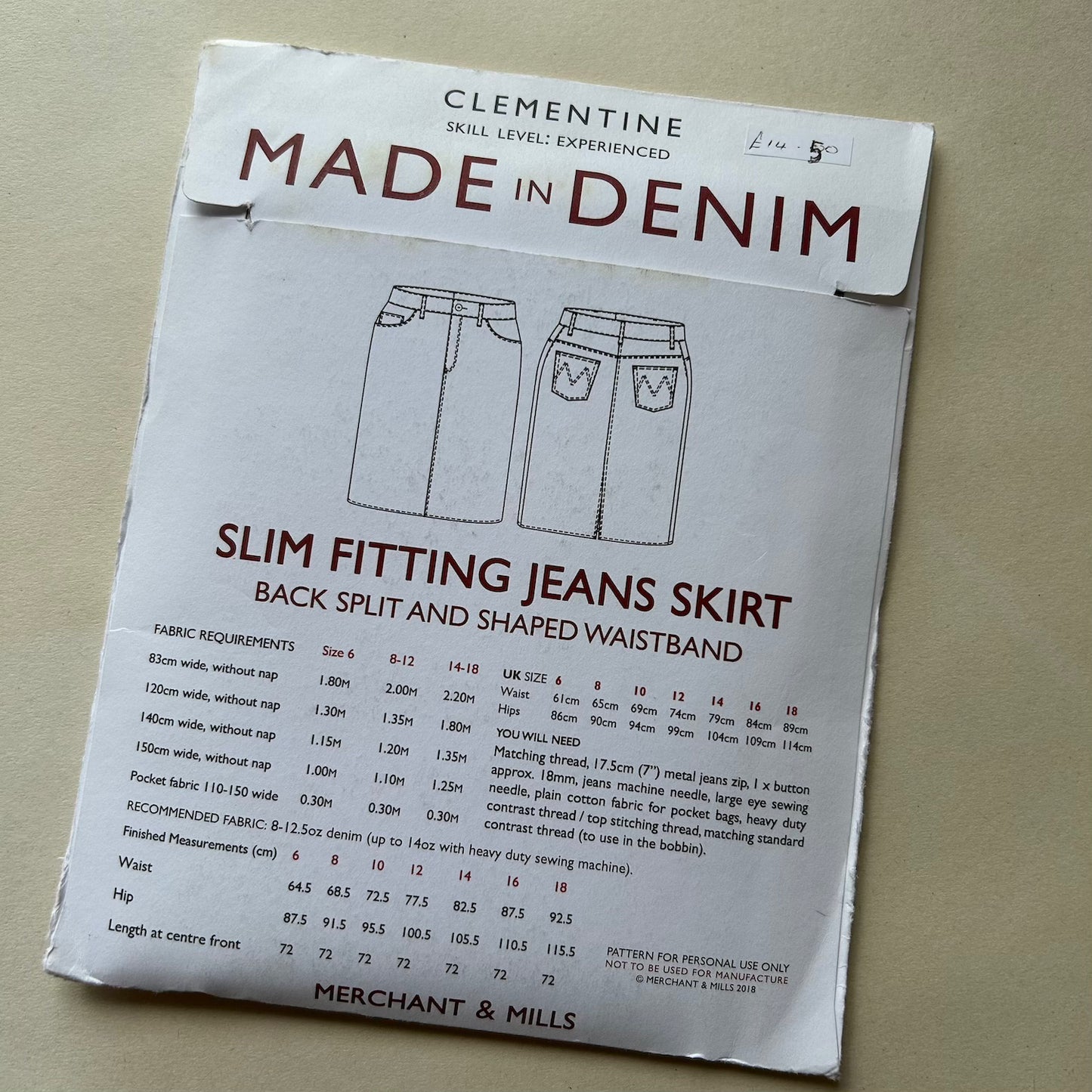 Merchant & Mills - Clementine Pattern Size 6 - 18 (paper pattern)