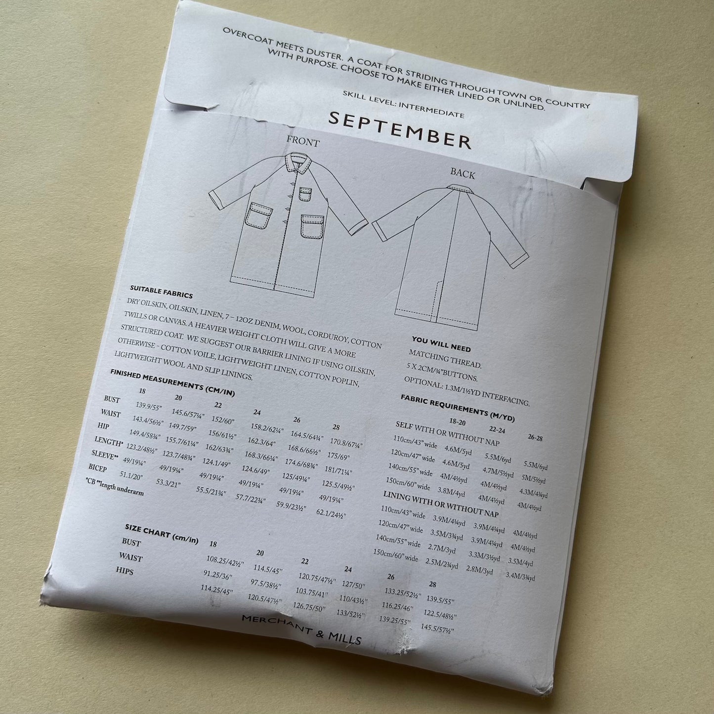 Merchant & Mills - The September Size 18 - 28 (paper pattern)