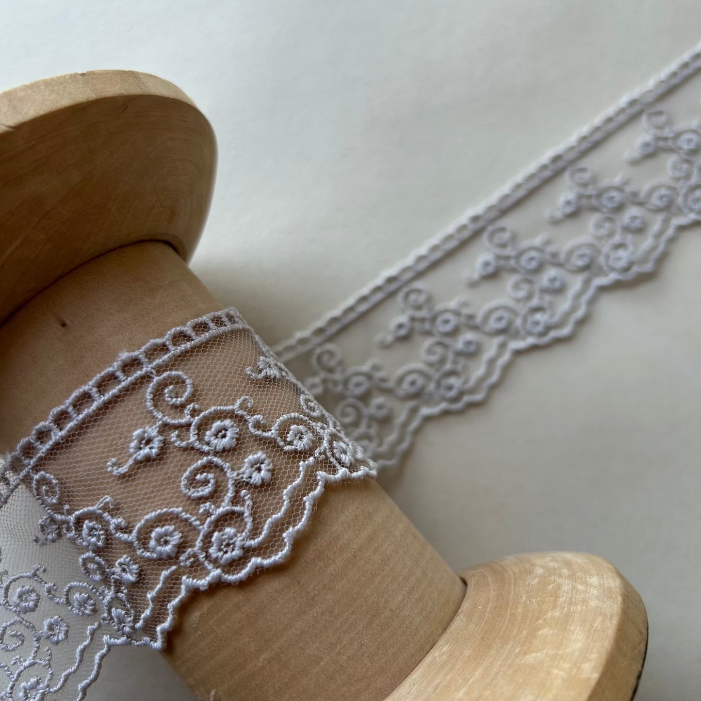 Grey Guipure Flat Embroidered Tulle Lace 42mm