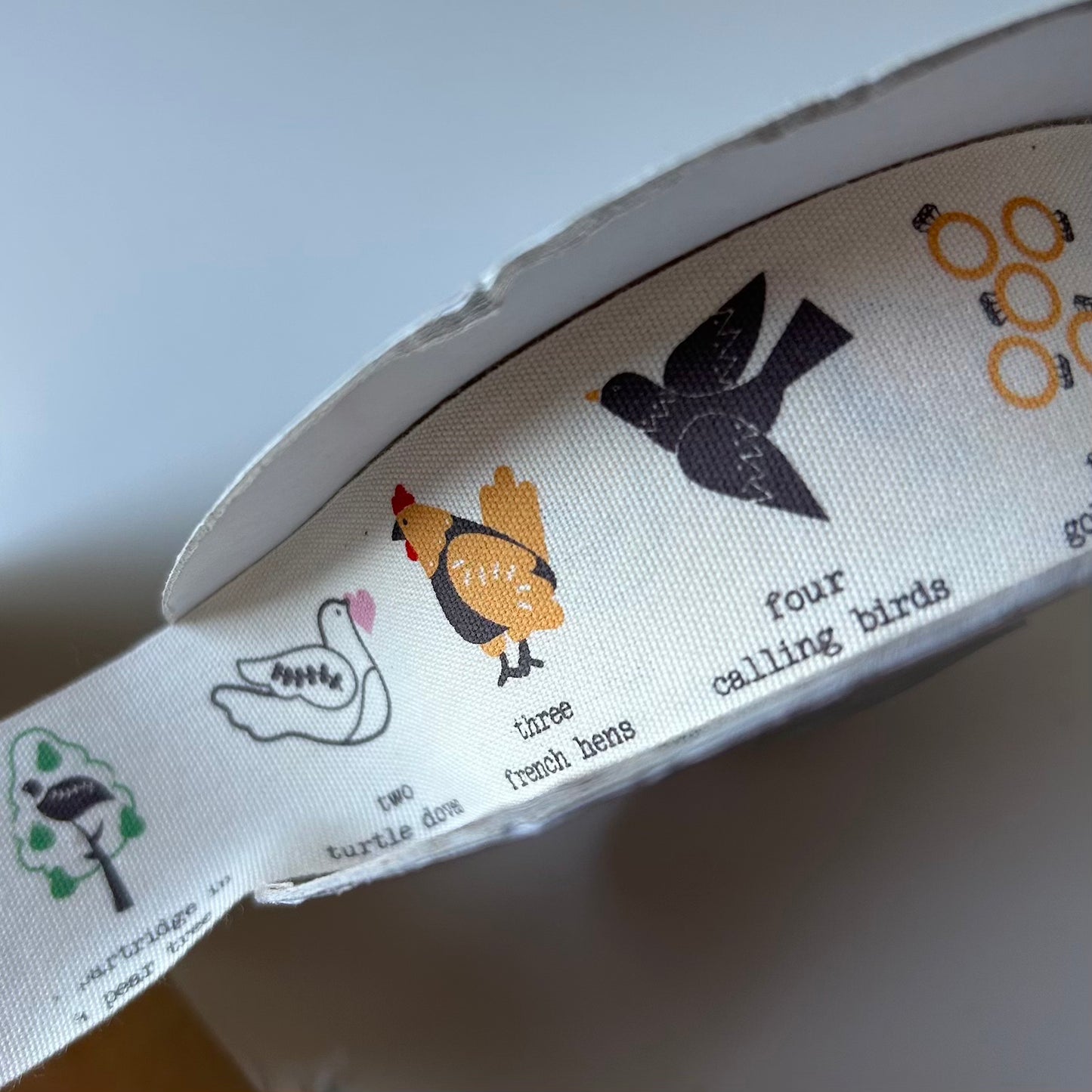 Festive Ribbon: 12 Days of Christmas Cotton Ribbon 32mm