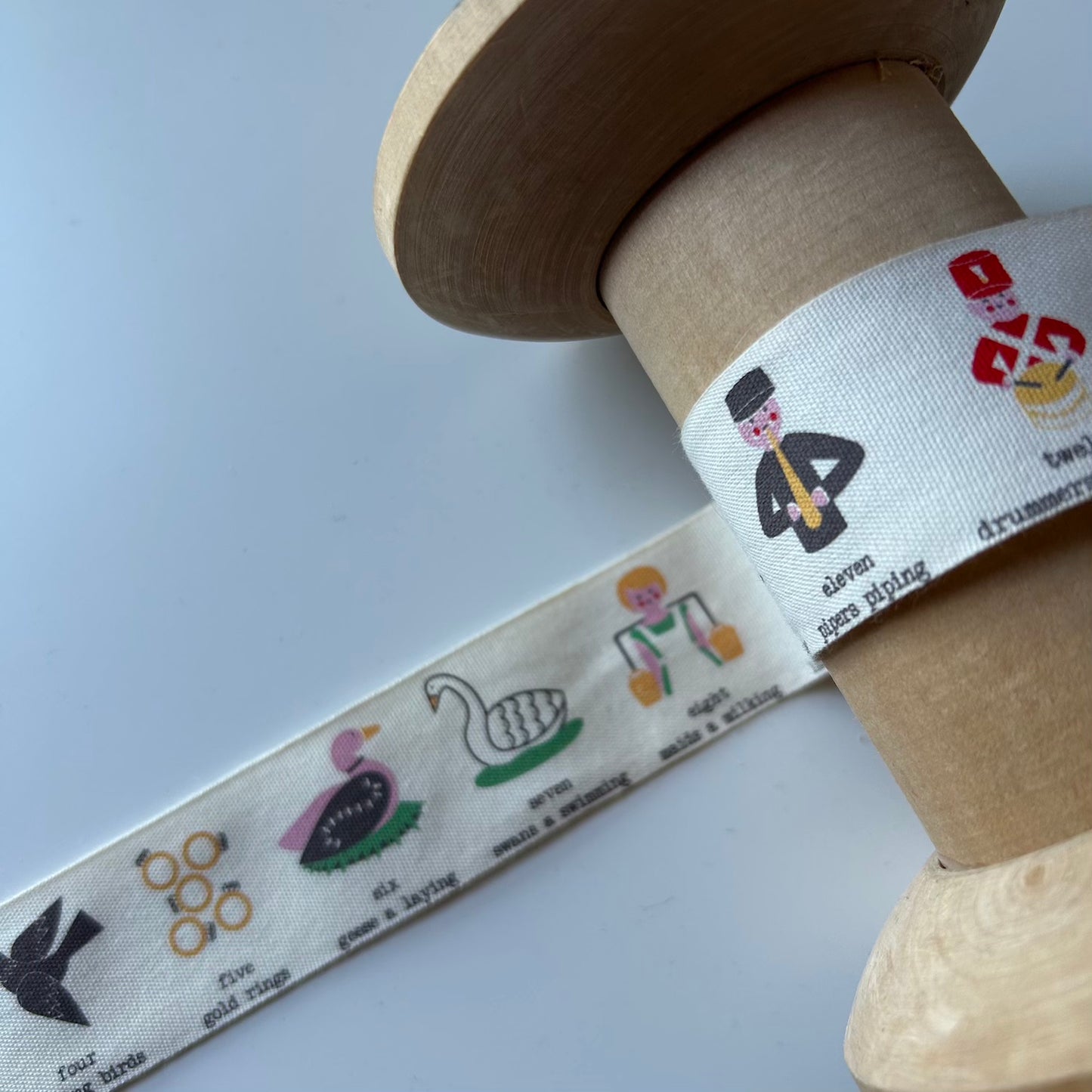 Festive Ribbon: 12 Days of Christmas Cotton Ribbon 32mm