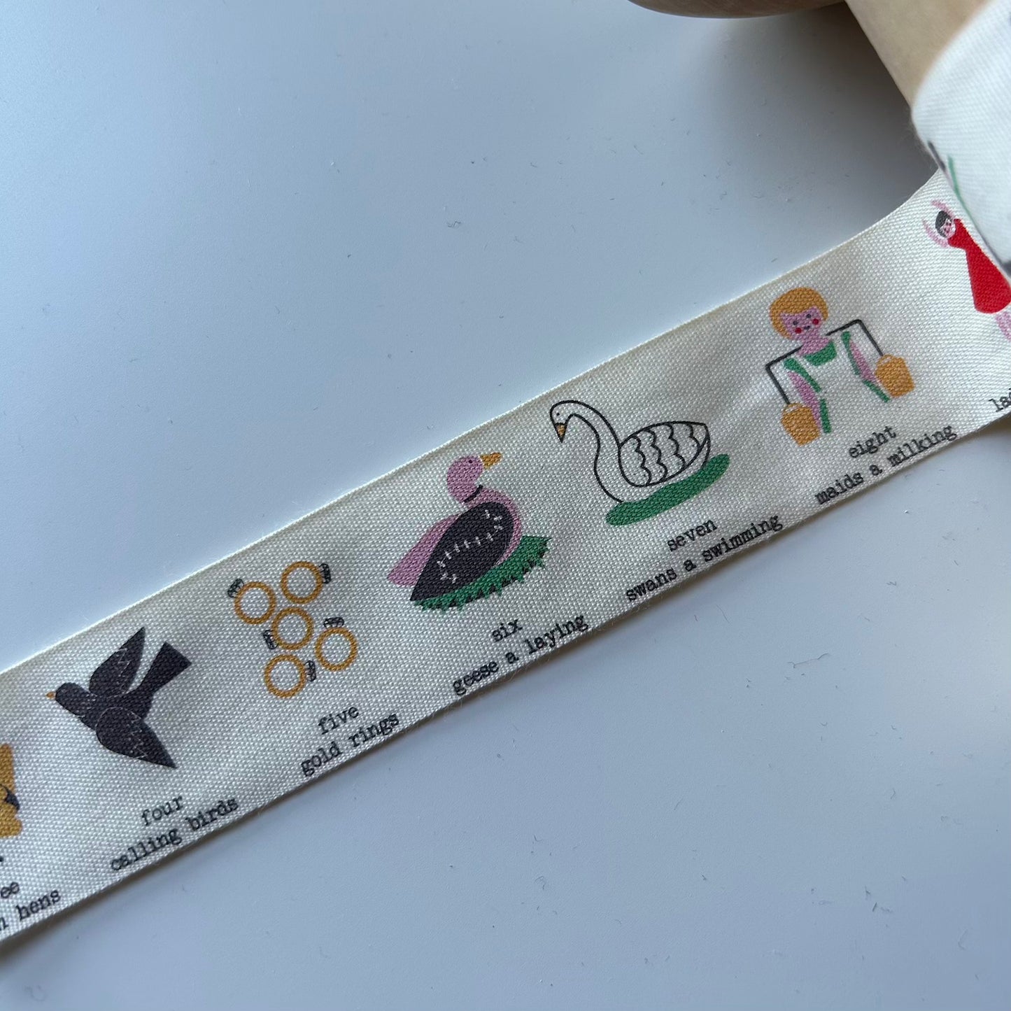 Festive Ribbon: 12 Days of Christmas Cotton Ribbon 32mm