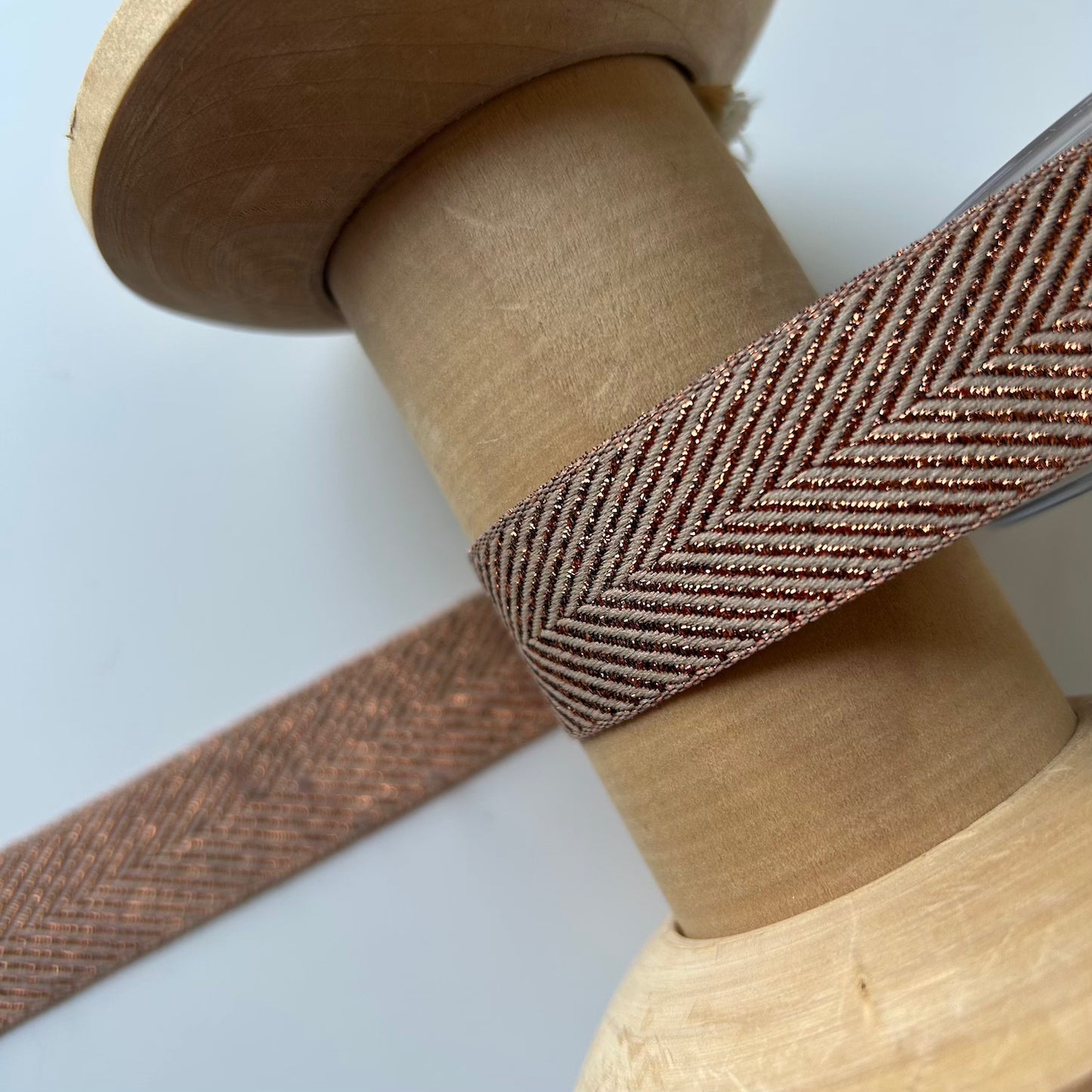 Berisford Ribbon: Metallic Zig Zag 25mm: Bronze