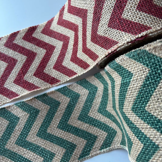 Burlap Ribbon: Chevron Design 100mm