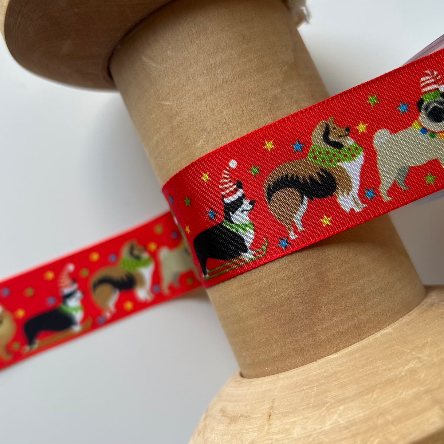 Berisford Ribbon: Festive Pets Ribbon: Red: 25mm