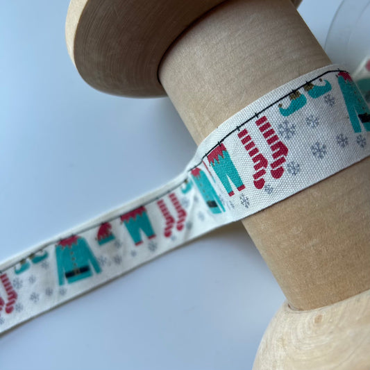 Festive Ribbon: Christmas washing Cotton Ribbon 25mm