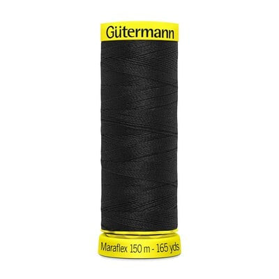 Gutermann Black Maraflex Stretchy Sewing Thread 150m (000)