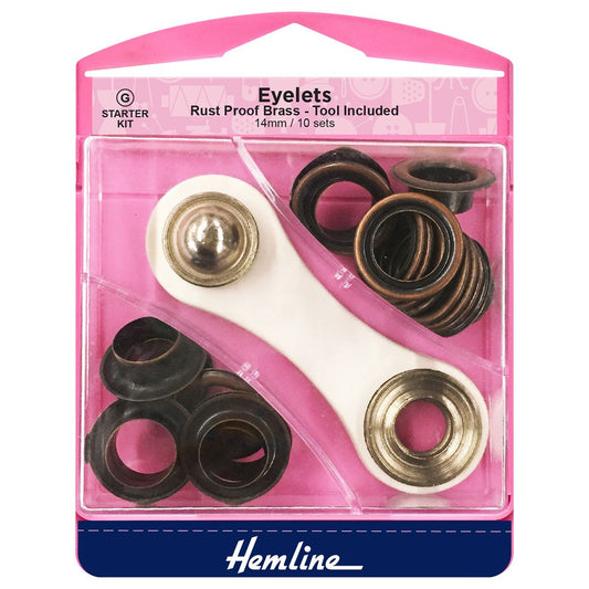 Hemline: Eyelets Starter Kit: 14mm: Bronze: