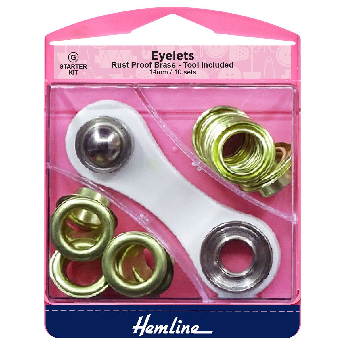 Hemline: Eyelets Starter Kit: 14mm: Gold