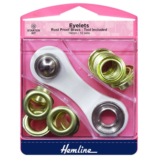 Hemline: Eyelets Starter Kit: 14mm: Gold