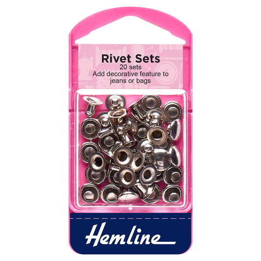 Hemline: Rivet Kit: 7mm: Nickel: 20 Sets