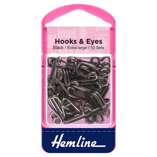 Hemline: Hook and Eyes: Black - Size 9