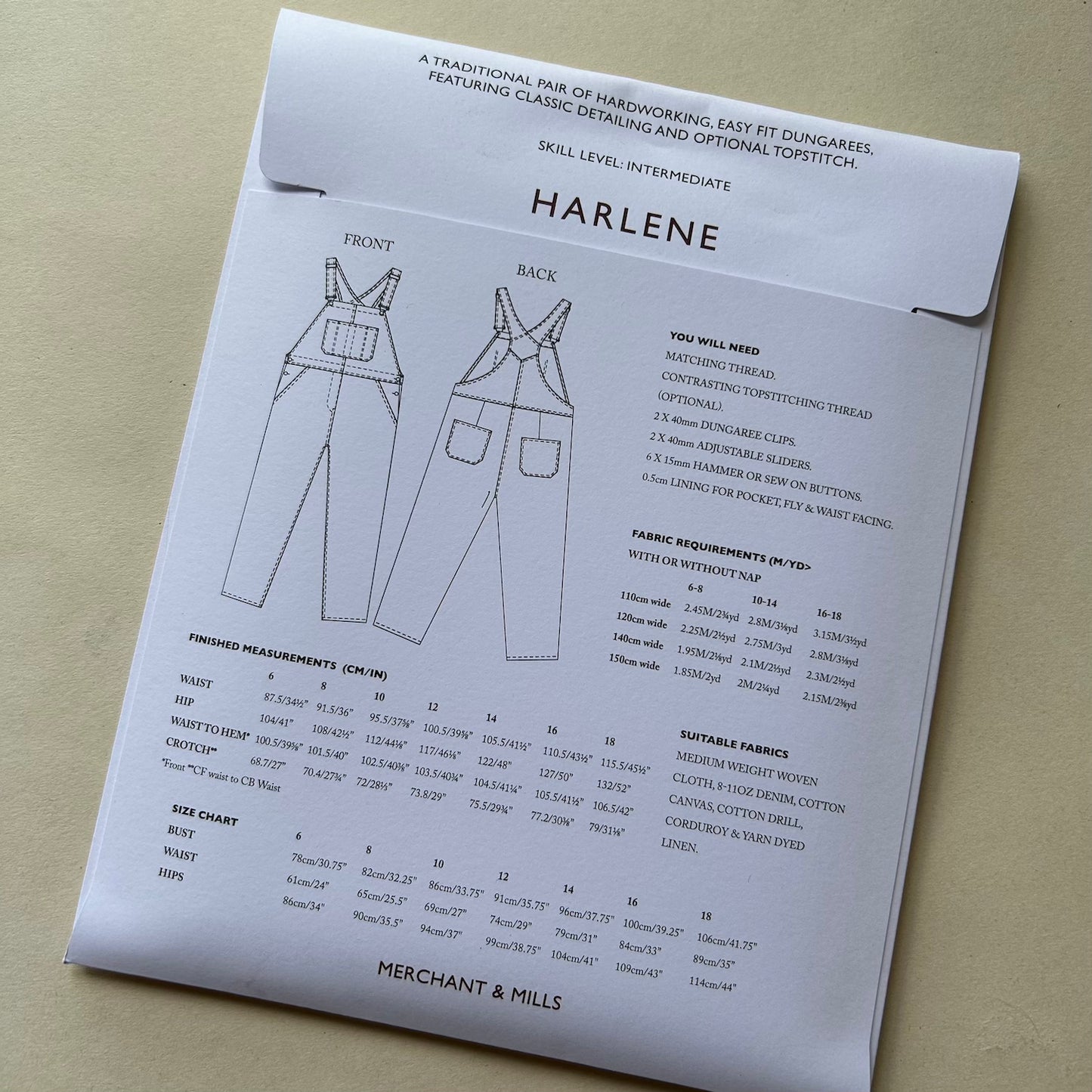 Merchant & Mills - The Harlene Size 6 - 18 (paper pattern)