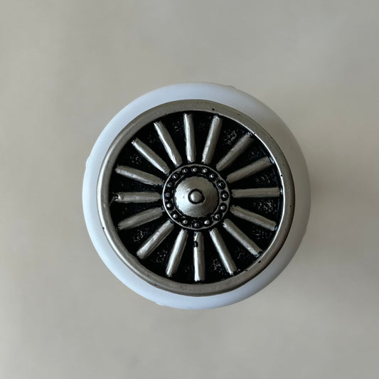 Buttons: Matt Silver Wheel Shank Button 38mm